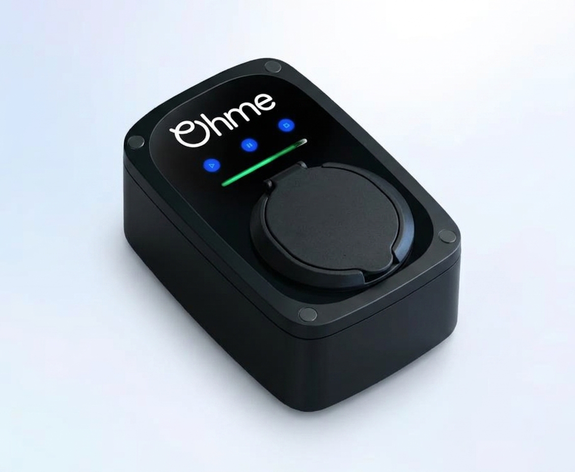 Borne de recharge Ohme ePod S 7,4 kW intelligente avec application mobile, optimisation tarifs heures creuses EDF TotalEnergies